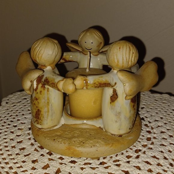 Circle of Three Angels Votive Holder, Pottery - Picture 2 of 5